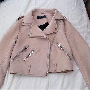 ZARA BASIC PINK SUEDE JACKET
